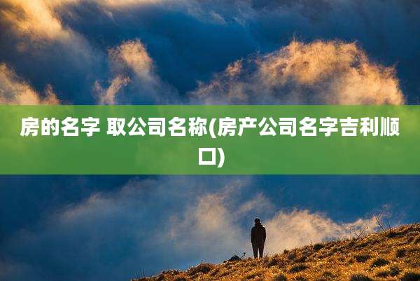 房的名字 取公司名称(房产公司名字吉利顺口)