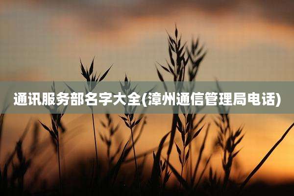 通讯服务部名字大全(漳州通信管理局电话)