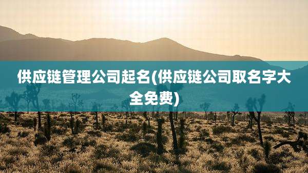 供应链管理公司起名(供应链公司取名字大全免费)