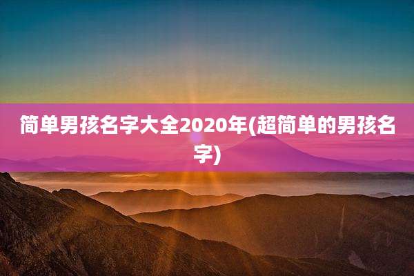 简单男孩名字大全2020年(超简单的男孩名字)