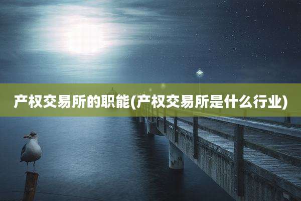 产权交易所的职能(产权交易所是什么行业)
