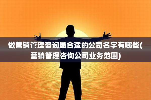 做营销管理咨询最合适的公司名字有哪些(营销管理咨询公司业务范围)