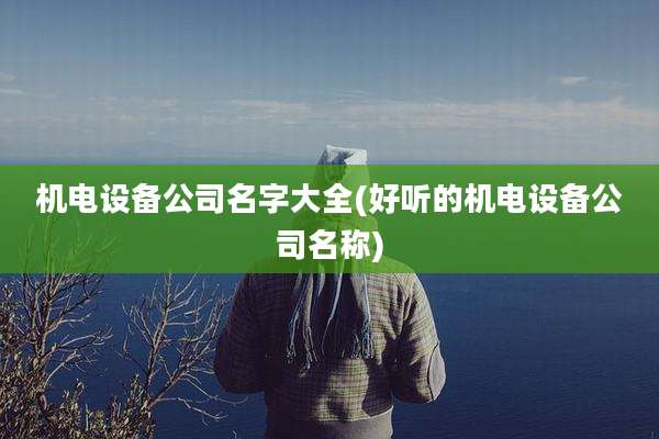 机电设备公司名字大全(好听的机电设备公司名称)