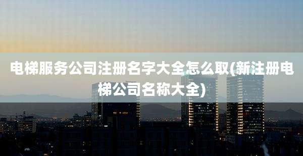电梯服务公司注册名字大全怎么取(新注册电梯公司名称大全)