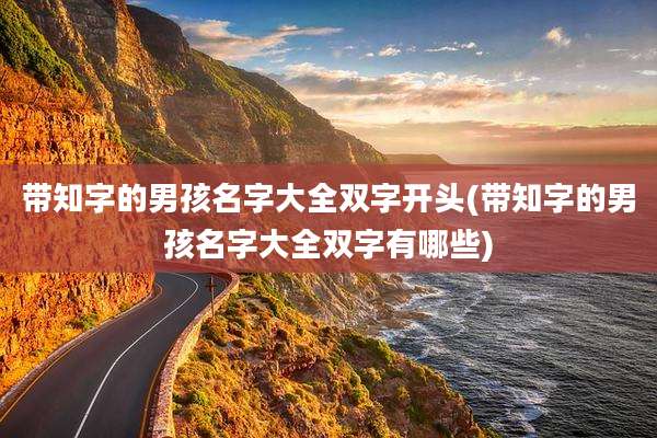 带知字的男孩名字大全双字开头(带知字的男孩名字大全双字有哪些)