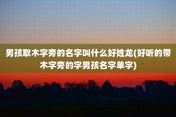 男孩取木字旁的名字叫什么好姓龙(好听的带木字旁的字男孩名字单字)
