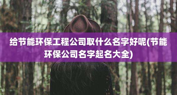给节能环保工程公司取什么名字好呢(节能环保公司名字起名大全)