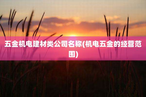 五金机电建材类公司名称(机电五金的经营范围)