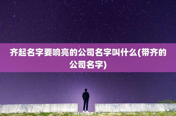 齐起名字要响亮的公司名字叫什么(带齐的公司名字)
