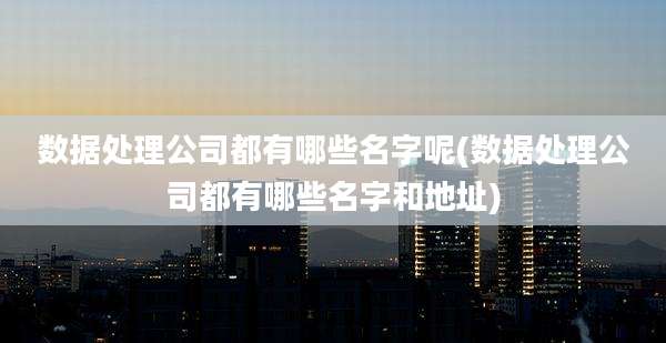 数据处理公司都有哪些名字呢(数据处理公司都有哪些名字和地址)