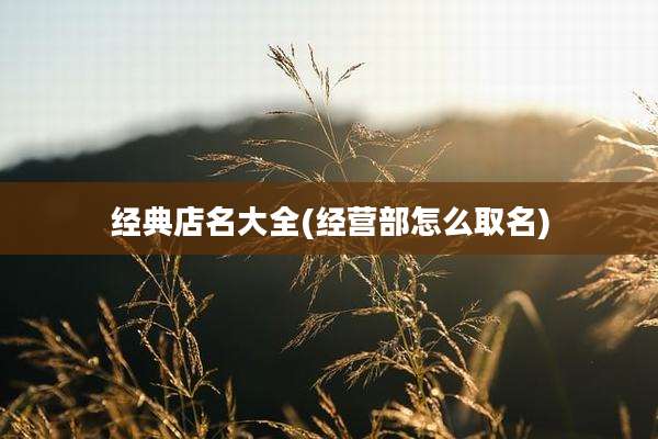 经典店名大全(经营部怎么取名)