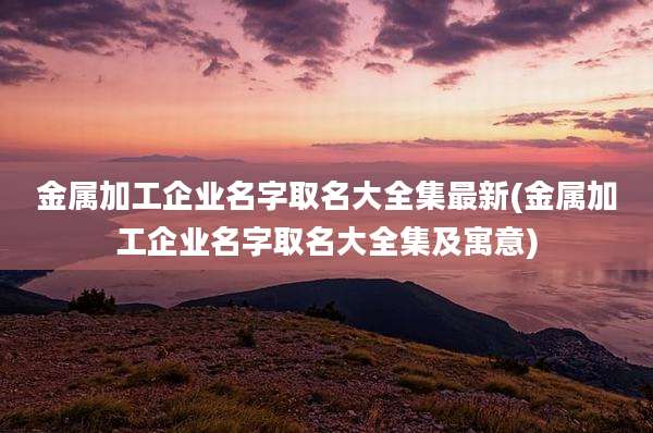 金属加工企业名字取名大全集最新(金属加工企业名字取名大全集及寓意)