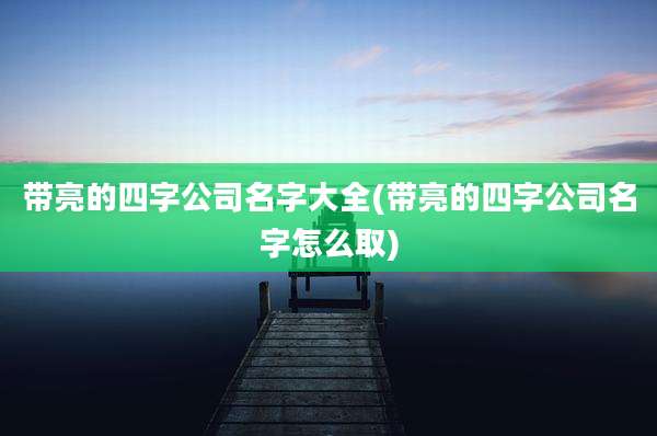 带亮的四字公司名字大全(带亮的四字公司名字怎么取)