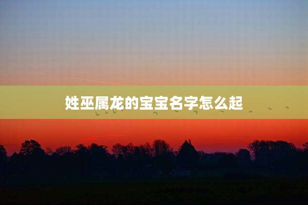 姓巫属龙的宝宝名字怎么起