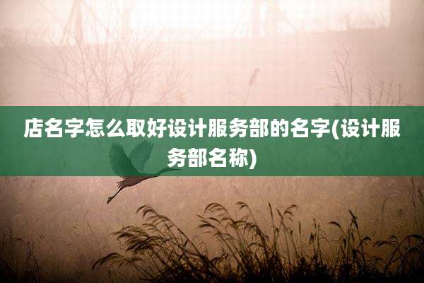 店名字怎么取好设计服务部的名字(设计服务部名称)