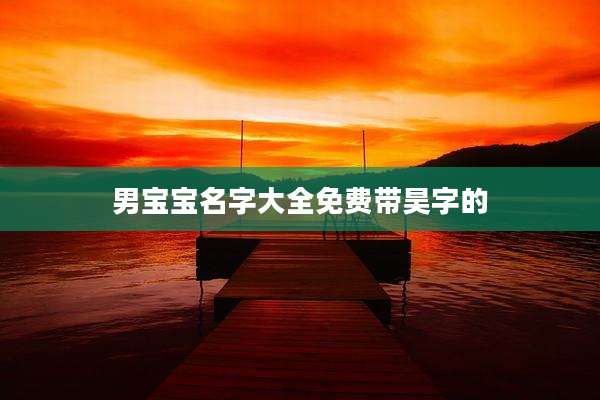 男宝宝名字大全免费带昊字的