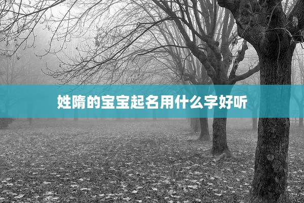 姓隋的宝宝起名用什么字好听