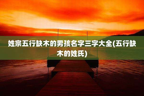 姓宗五行缺木的男孩名字三字大全(五行缺木的姓氏)