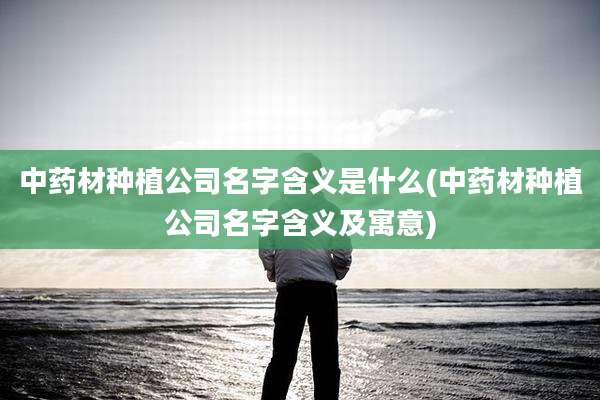 中药材种植公司名字含义是什么(中药材种植公司名字含义及寓意)