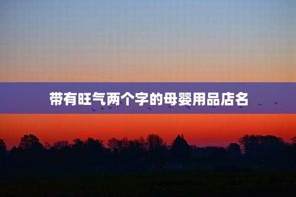 带有旺气两个字的母婴用品店名