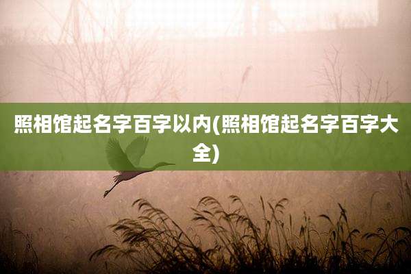 照相馆起名字百字以内(照相馆起名字百字大全)
