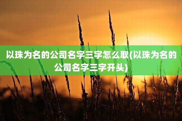 以珠为名的公司名字三字怎么取(以珠为名的公司名字三字开头)