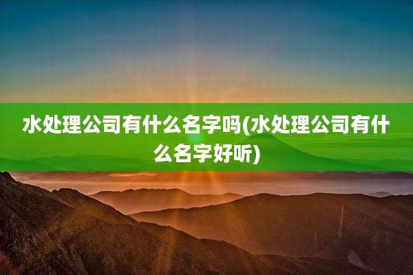 水处理公司有什么名字吗(水处理公司有什么名字好听)