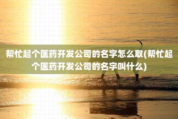 帮忙起个医药开发公司的名字怎么取(帮忙起个医药开发公司的名字叫什么)