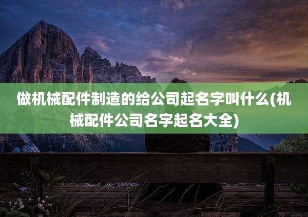 做机械配件制造的给公司起名字叫什么(机械配件公司名字起名大全)
