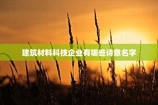 建筑材料科技企业有哪些诗意名字