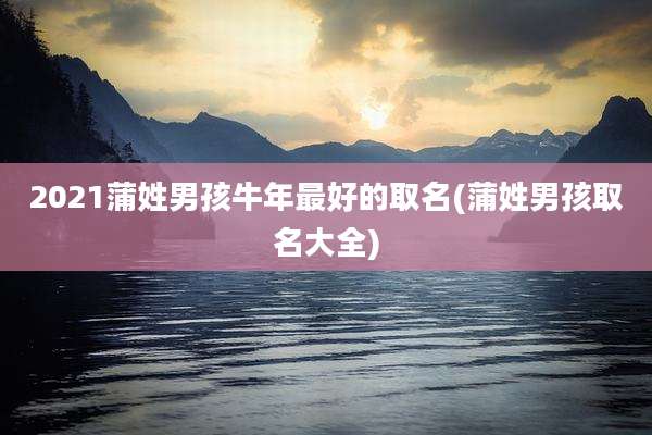 2021蒲姓男孩牛年最好的取名(蒲姓男孩取名大全)