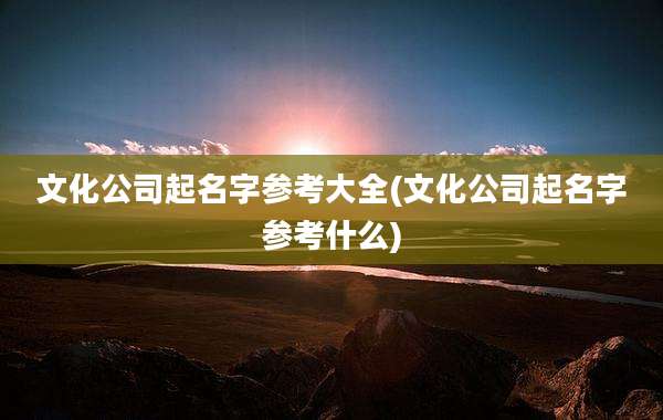 文化公司起名字参考大全(文化公司起名字参考什么)