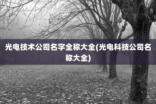 光电技术公司名字全称大全(光电科技公司名称大全)