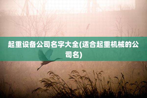 起重设备公司名字大全(适合起重机械的公司名)