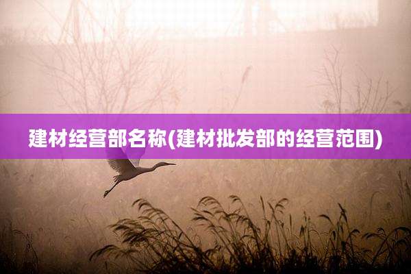 建材经营部名称(建材批发部的经营范围)