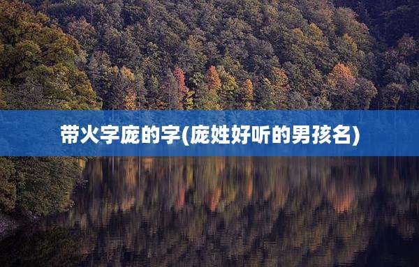 带火字庞的字(庞姓好听的男孩名)