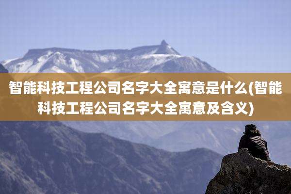 智能科技工程公司名字大全寓意是什么(智能科技工程公司名字大全寓意及含义)