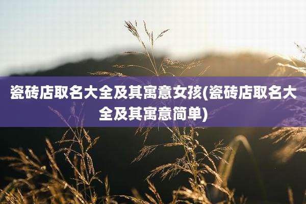 瓷砖店取名大全及其寓意女孩(瓷砖店取名大全及其寓意简单)