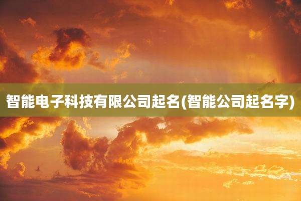 智能电子科技有限公司起名(智能公司起名字)