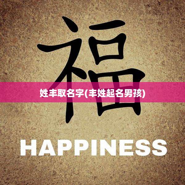 姓丰取名字(丰姓起名男孩)
