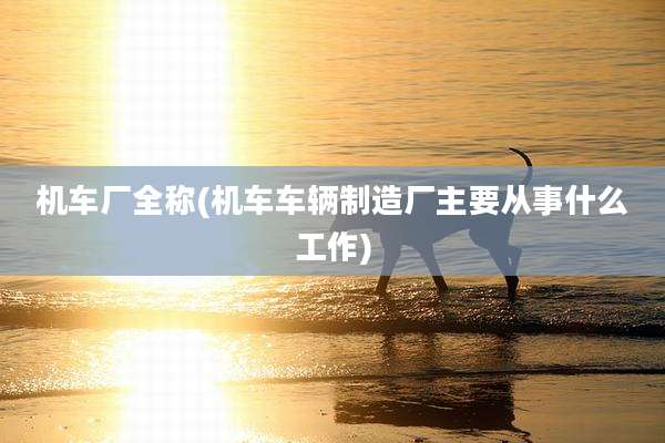 机车厂全称(机车车辆制造厂主要从事什么工作)