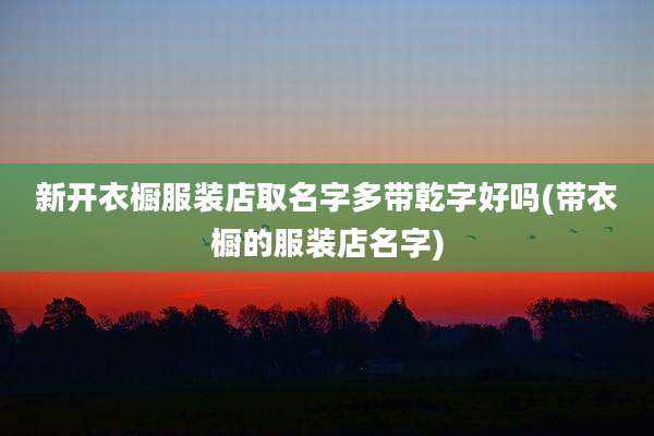 新开衣橱服装店取名字多带乾字好吗(带衣橱的服装店名字)
