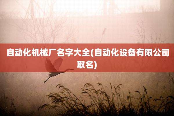 自动化机械厂名字大全(自动化设备有限公司取名)