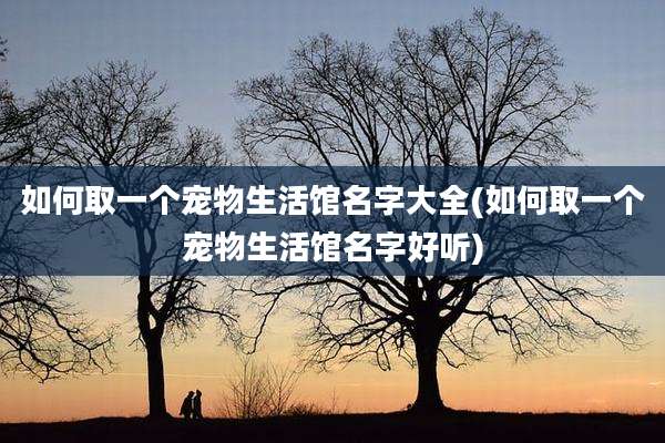 如何取一个宠物生活馆名字大全(如何取一个宠物生活馆名字好听)