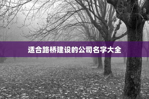 适合路桥建设的公司名字大全