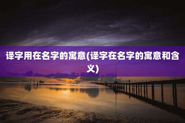 译字用在名字的寓意(译字在名字的寓意和含义)