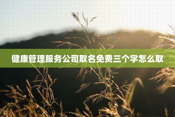健康管理服务公司取名免费三个字怎么取