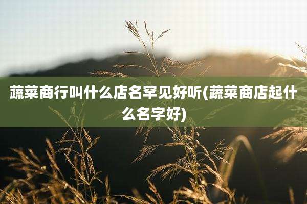 蔬菜商行叫什么店名罕见好听(蔬菜商店起什么名字好)