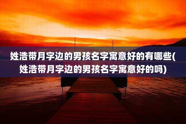 姓浩带月字边的男孩名字寓意好的有哪些(姓浩带月字边的男孩名字寓意好的吗)