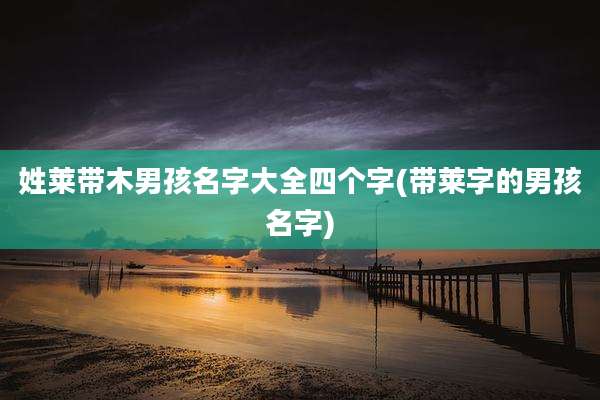 姓莱带木男孩名字大全四个字(带莱字的男孩名字)